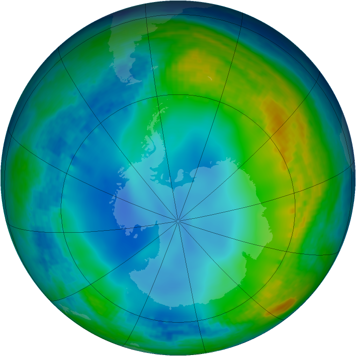 Antarctic ozone map for 14 June 2002